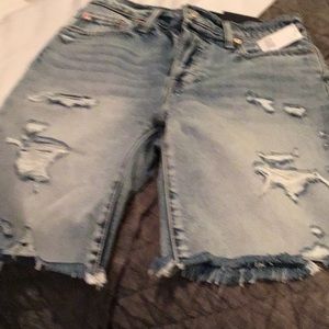 GAP Denim high rise relaxed destroyed/distressed bermuda shorts
